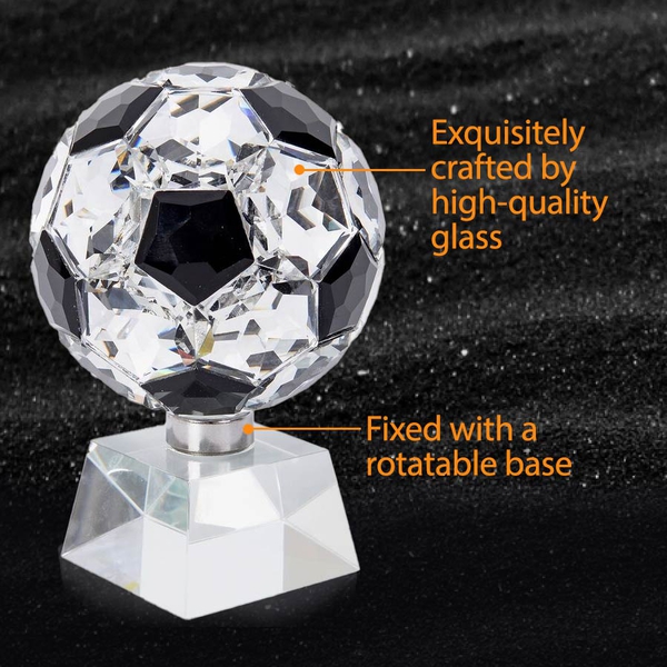 Collectors Edition - Crystal Football with Base (Size 7x14 Cm) - Black Spinel Colour