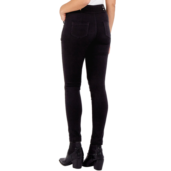 Nova of London High Waisted Skinny Jean with Gold Stud Detail - Black (Size 12)