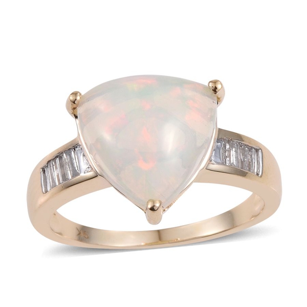 5.75 Ct Ethiopian Welo Opal and Diamond Ring in 9K Gold