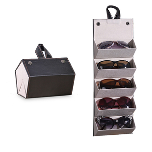 5 Slot Sunglasses Travel Organiser with Handle - Black