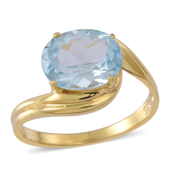 Sky Blue Topaz (Ovl) Solitaire Ring in Yellow Gold Overlay Sterling Silver 4.500 Ct.