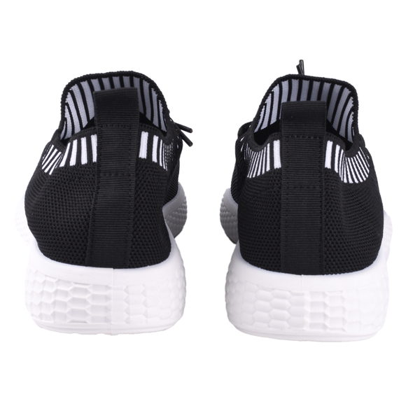 Stripe Detail Knitted Black Sports Trainers (Size 3)