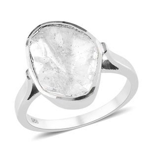 Artisan Crafted Natural Polki Diamond Ring in Platinum Overlay Sterling Silver 1.00 Ct.