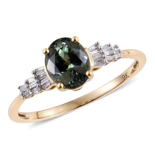 9K Y Gold AA Green Tanzanite (Ovl 1.80), Diamond Ring 1.900 Ct.