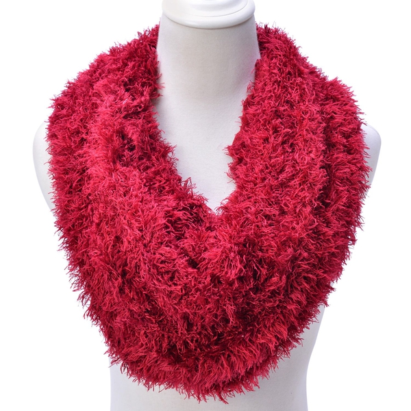 Red Colour Woven Scarf (Size 140x10 Cm)