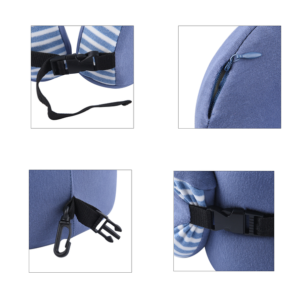 Comfy Neck Pillow with Buckle Closure (Size 22Cm) - Blue
