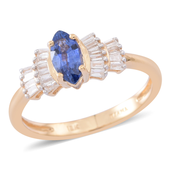 ILIANA 18K Y Gold AAAA Ceylon Sapphire (Mrq 0.75 Ct), Diamond (SI/G-H) Ring 1.000 Ct.