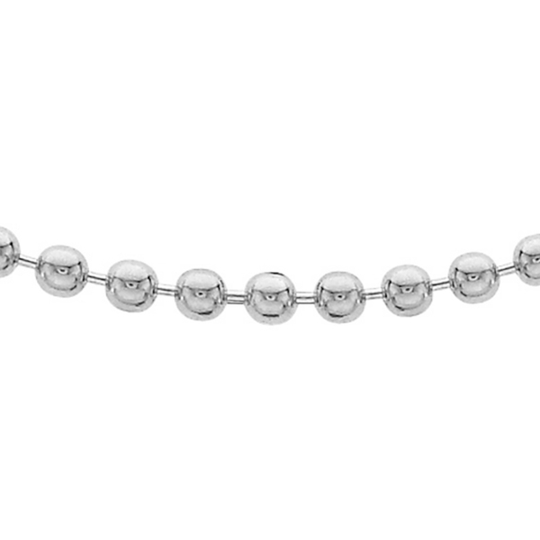 Sterling Silver Ball Bead Chain (Size 18) With Spring Clasp