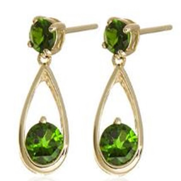 Chrome Diopside (Rnd) Earrings in 14K Gold Overlay Sterling Silver 2.000 Ct.