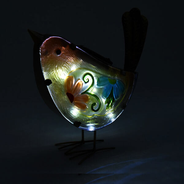 Hand Painted Decorative Solar Light Bird (Size:22x10x22Cm) - Yellow