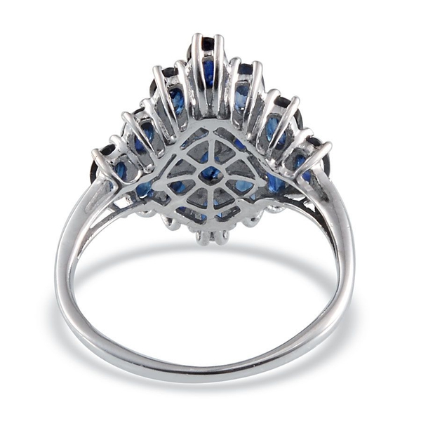 Diffused Blue Sapphire (Ovl) Cluster Ring in Platinum Overlay Sterling Silver 5.500 Ct.