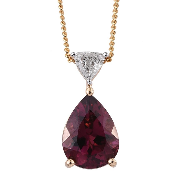 ILIANA 18K Y Gold Rare Pink Tourmaline (Pear 1.70 Ct), Diamond Pendant With Chain 1.850 Ct.