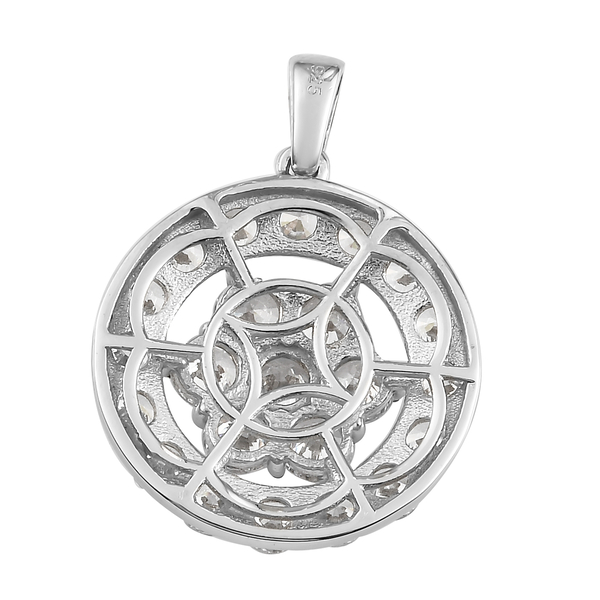 Lustro Stella Platinum Overlay Sterling Silver Pendant Made with Finest CZ 7.36 Ct.