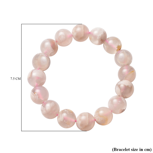 Cherry Blossom Agate Beads Stretchable Bracelet (Size 7.0) 214.00 Ct.