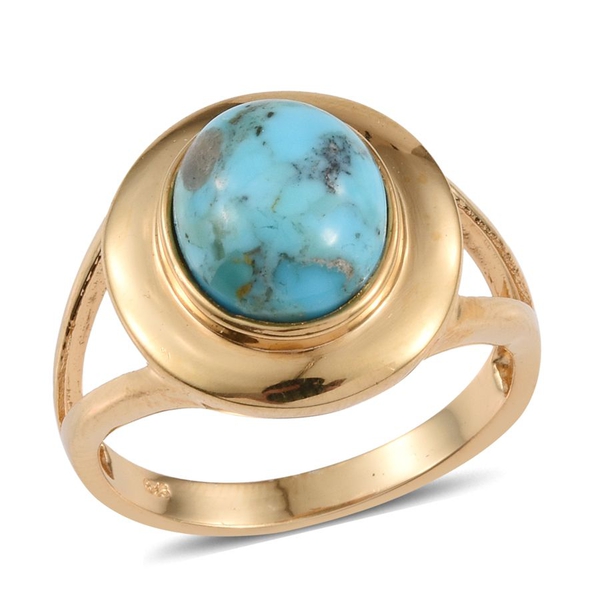 Arizona Matrix Turquoise (Ovl) Solitaire Ring in 14K Gold Overlay Sterling Silver 4.000 Ct.