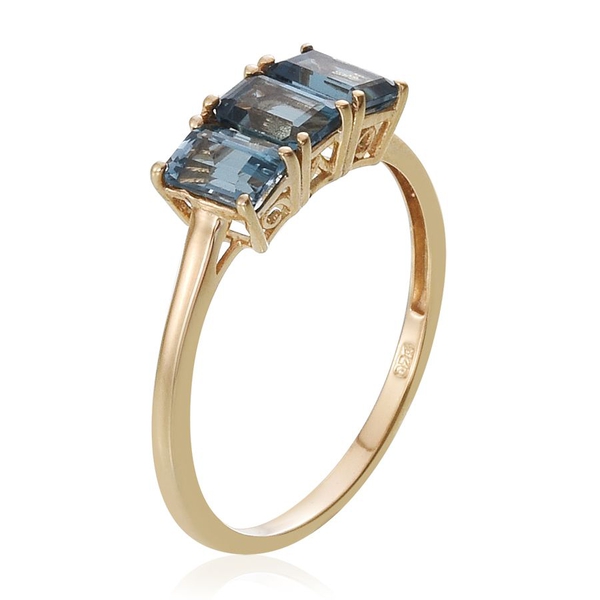 London Blue Topaz (Oct) Trilogy Ring in 14K Gold Overlay Sterling Silver 2.000 Ct.
