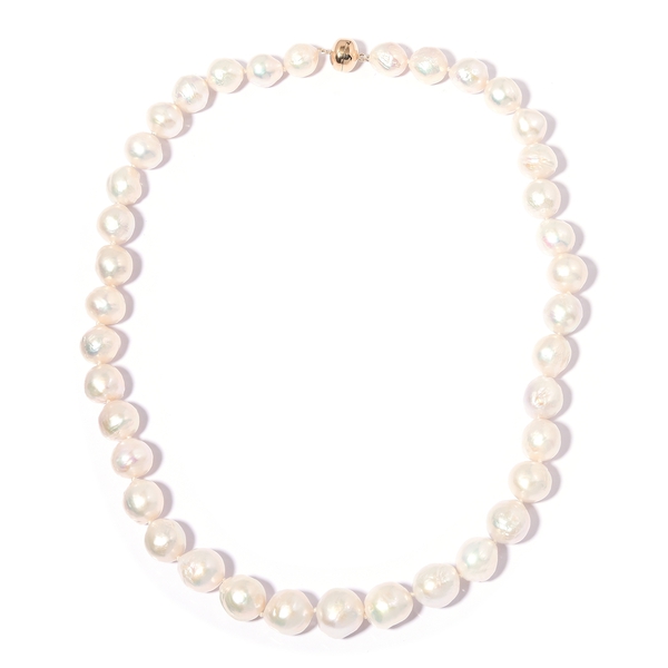 AAA White Edison Pearl Beaded Necklace in 9K Gold 1 Grams 20 Inch
