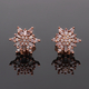 Natural 9K Rose Gold Pink Diamond Star Burst Stud Earrings (with Push Back) 0.34 Ct.
