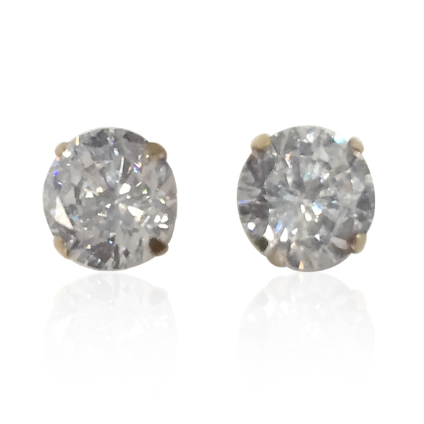 Close Out Deal 9K Y Gold AAA Simulated Diamond (Rnd) Stud Earrings (with Push Back)