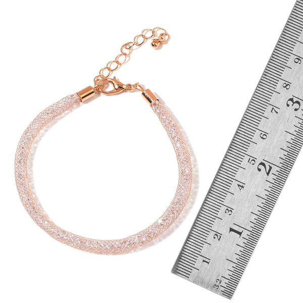 White Austrian Crystal Bracelet (Size 7.5 with 1.5 inch Extender) in Rose Gold Tone