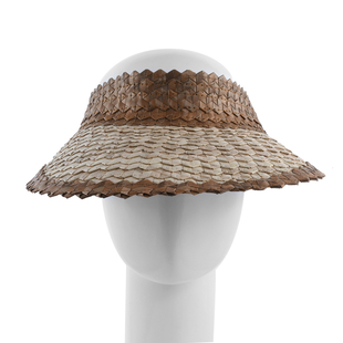 Bali Collection Palm Leaf Woven Hat with Adjustable Back - Brown and Cream