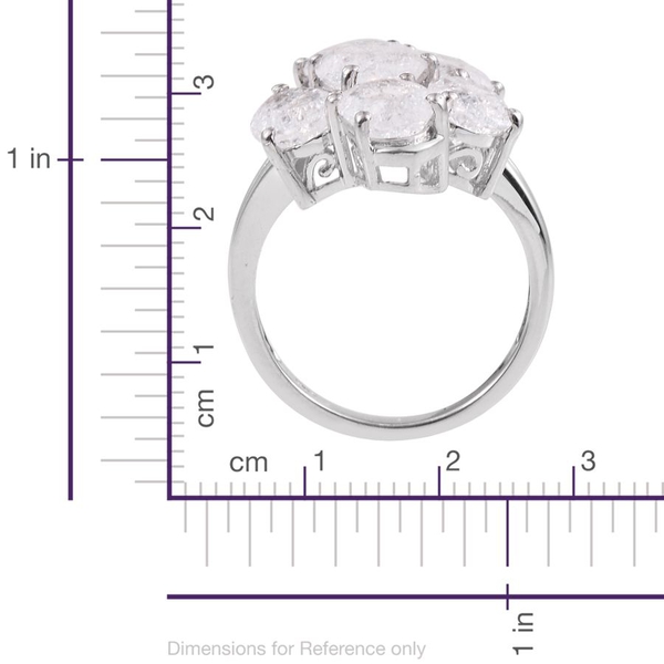 Diamond Crackled Quartz (Ovl 1.75 Ct) Ring in Platinum Overlay Sterling Silver 7.500 Ct.