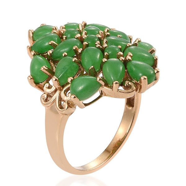 Green Jade (Pear) Cluster Ring in 14K Gold Overlay Sterling Silver 9.000 Ct.
