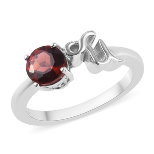 AA Mozambique Garnet Zodiac-Capricorn Ring in Platinum Overlay Sterling Silver 1.05 Ct.