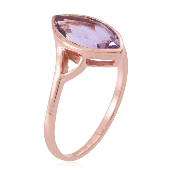 Rose De France Amethyst (Mrq) Solitaire Ring in 14K Rose Gold Overlay Sterling Silver 2.500 Ct.