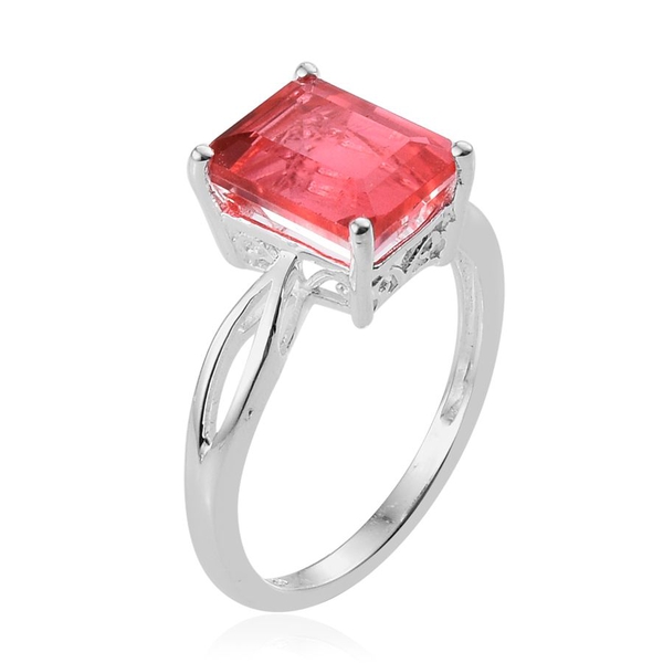 Padparadscha Quartz (Oct) Solitaire Ring in Sterling Silver 3.750 Ct.