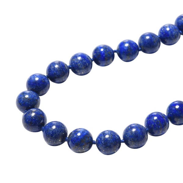 TJC Launch-Natural Lapis Lazuli Beads Necklace (Size 20 with 2 inch Extender) in Rhodium Overlay Sterling Silver 850.00 Ct.