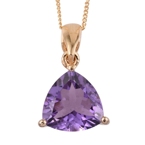 (Option 2) AA Lusaka Amethyst (Trl) Solitaire Pendant With Chain in 14K Gold Overlay Sterling Silver