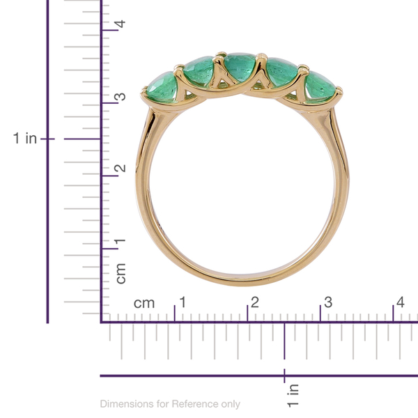 9K Yellow Gold AAA Kagem Zambian Emerald (Ovl) 5 Stone Ring 1.500 Ct.