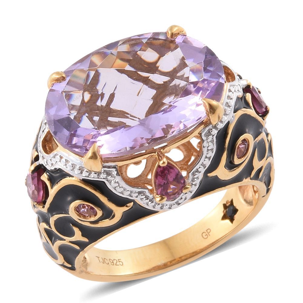 GP Rose De France Amethyst (Ovl 10.50 Ct), Rhodolite Garnet and Kanchanaburi Blue Sapphire Filigree 