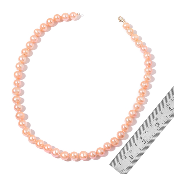 9K Y Gold Fresh Water Peach Pearl Necklace (Size 18)
