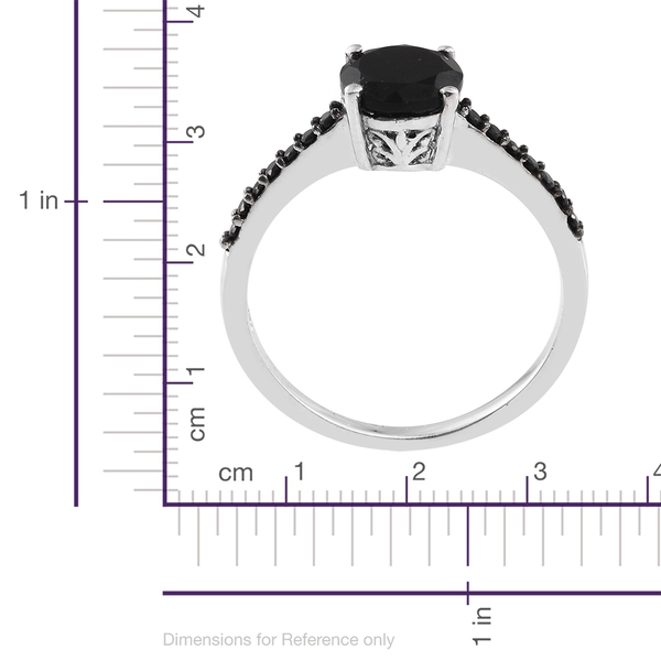 Black Tourmaline (Rnd 2.20 Ct), Boi Ploi Black Spinel Ring in Platinum Overlay Sterling Silver 2.500 Ct.