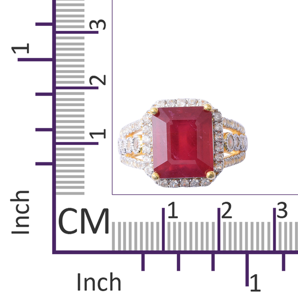 Very Rare Size African Ruby (Ovl 5.52 Ct), Chrome Diopside and Natural Cambodian Zircon Ring in Rhodium Overlay Sterling Silver 6.270 Ct,