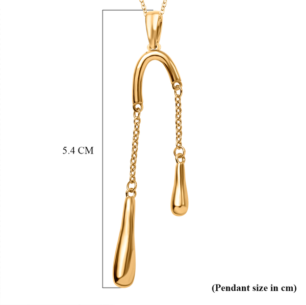 LucyQ Drip Collection - 18K Vermeil Yellow Gold Overlay Sterling Silver Pendant with Chain (Size 20 ), Silver Wt 5.56 Gms