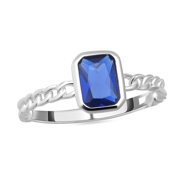 ELANZA Simulated Tanzanite Solitaire Ring in Platinum Overlay Sterling Silver