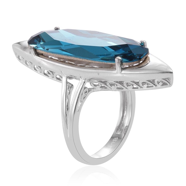 Lustro Stella  - Indicolite Colour Crystal Solitaire Ring in ION Plated Platinum Bond