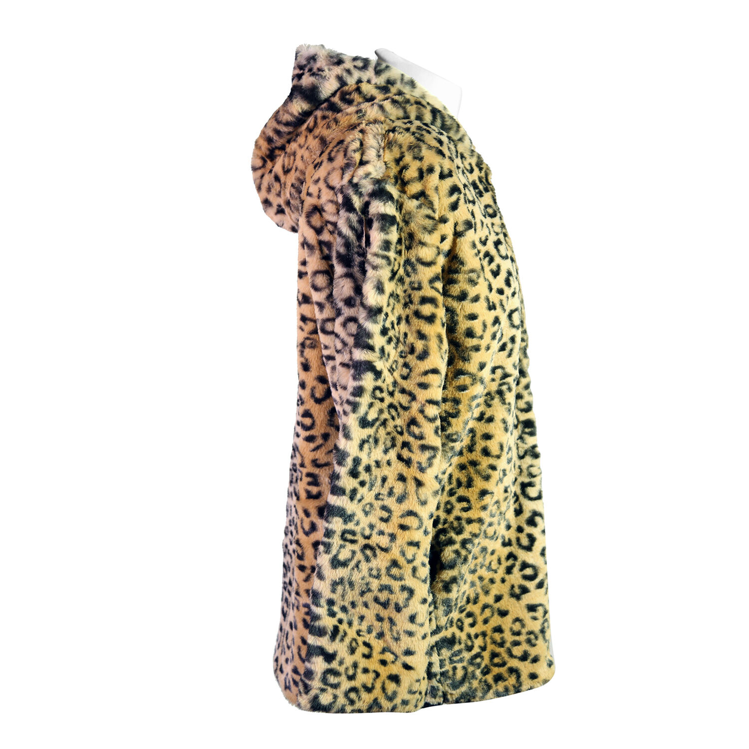 Super Soft Faux Fur Leopard Pattern Coat in Cream and Brown (Size M)
