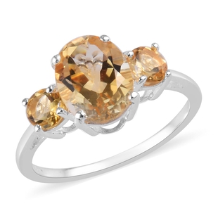 1.90 Ct Citrine Trilogy Ring in Sterling Silver