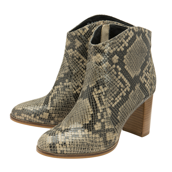 Ravel Snake Print Foxton Leather Heeled Ankle Boots