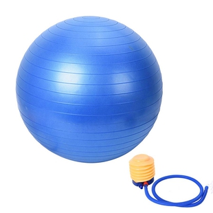 65cm Exercise Yoga Balance Ball - Blue puncture proof with foot pump