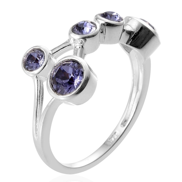 - Tanzanite Colour Crystal (Rnd) 5 Stone Ring in Sterling Silver 1.000 Ct.