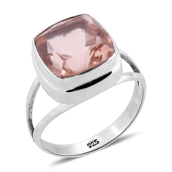 Royal Bali Collection Morganite Quartz (Cush) Solitaire Ring in Sterling Silver 7.853 Ct.