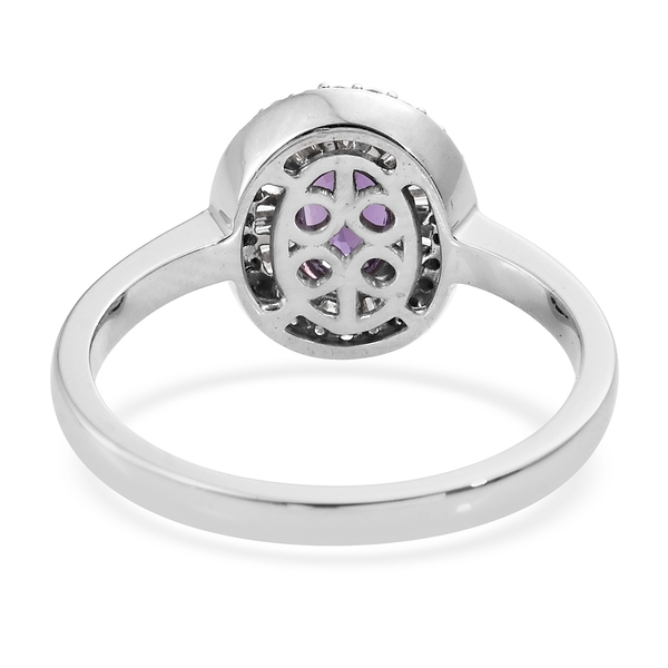 Signature Collection ILIANA 18K White Gold UnHeated Natural Purple Sapphire (Ovl), Diamond (SI/G-H) Ring 1.250 Ct.