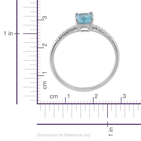 Paraibe Apatite (Cush 1.50 Ct), Diamond Ring in Platinum Overlay Sterling Silver 1.510 Ct.