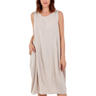 Nova of London Round Neck Two Pocket 50% Cotton & 50% Linen Dress (Upto Size 18) - Stone