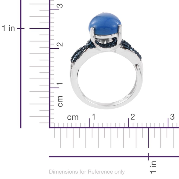 Ceruleite (Pear), Blue Diamond Ring in Platinum Overlay Sterling Silver 4.010 Ct.